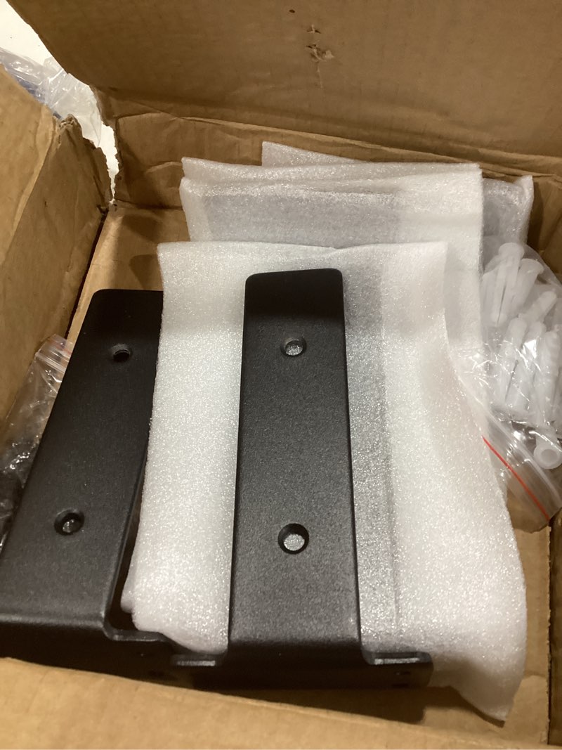 Condition photo showing Good Condition for 6 pack floating shelf brackets, 6 inch heavy duty industrial shelf bracket, black metal l brackets for shelves support diy(1/5 inch thicked) 6 inch 6