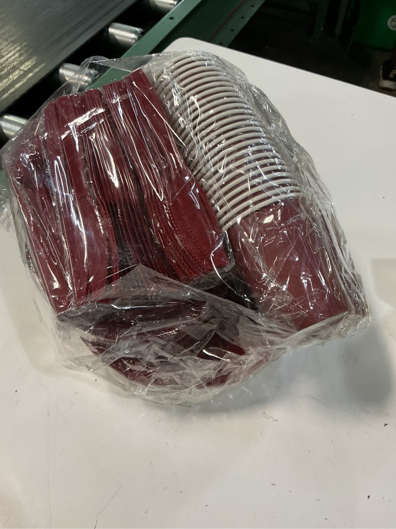 Condition photo showing Good Condition for 350pcs burgundy party decorations maroon wine dark red congrats grad plates and napkins cups forks wedding dessert tableware sets for birthday congrat graduation anniversary party supplies serves 50