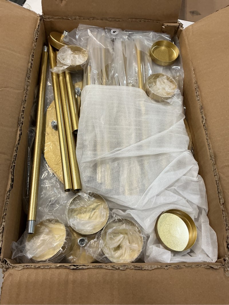 Condition photo showing New/Like New for dandat 2 pcs 12 arm wedding candelabras candle holder 57.5 inch tall cluster centerpieces floor candelabra standing with clear acrylic electronic candle shades for birdal shower party favors(gold)