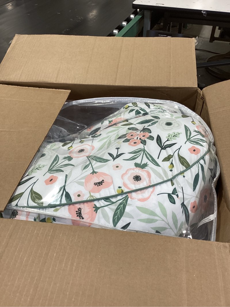 Condition photo showing Good Condition for boppy uplift nursing pillow - wedge bottle & breastfeeding pillow to reduce spit-up and reflux symptoms, with body-inclusive opening and belt, baby safety alliance verified - pink garden flowers pillow pink garden flowers