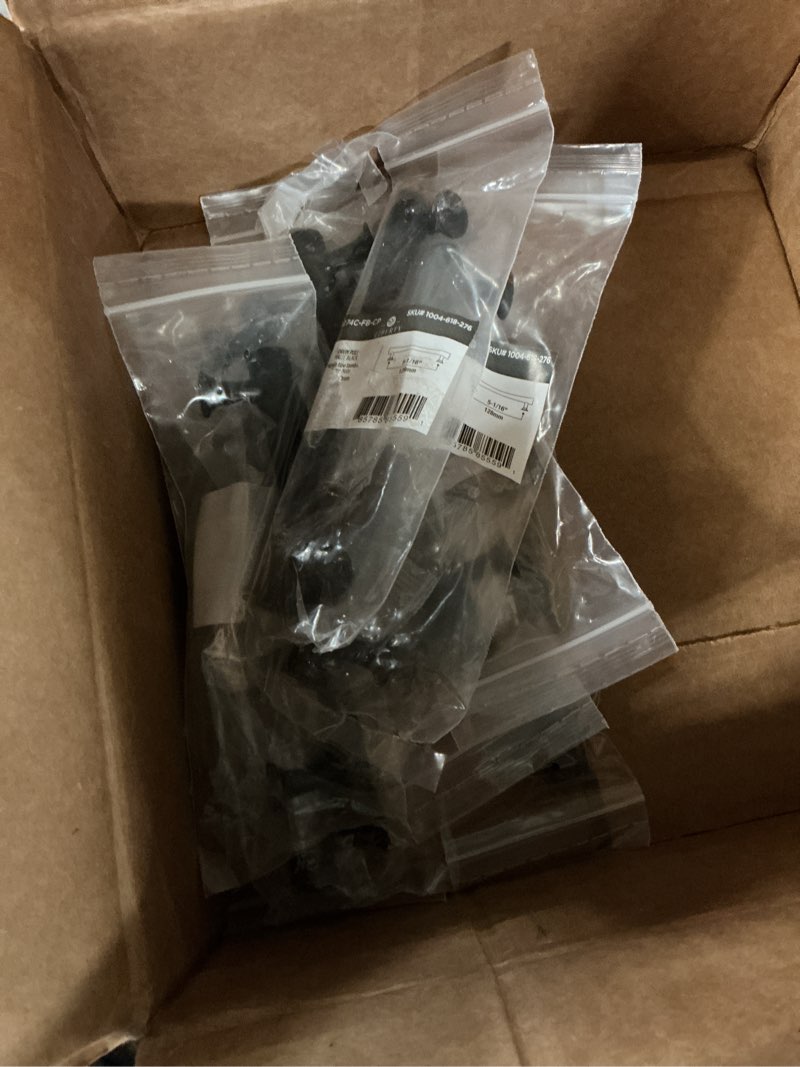 Condition photo showing New/Like New for 10-pack drum 5-1/16 in. (128 mm) modern matte black cabinet drawer pull