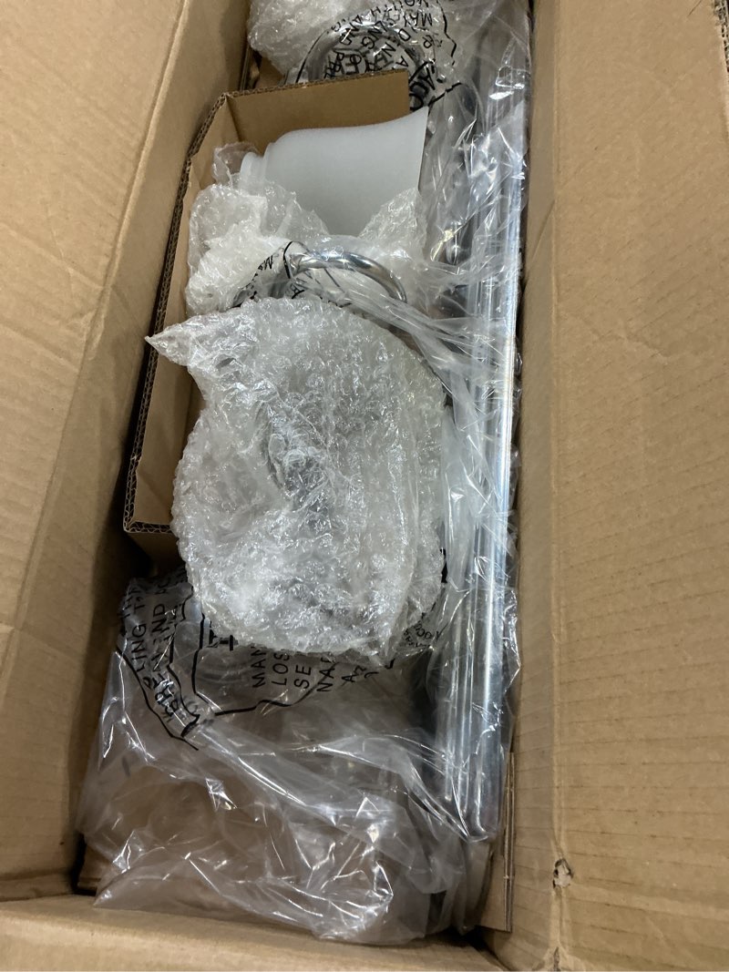 Condition photo showing Good Condition for kichler 24" 3-light vanity bath light in chrome, modern bathroom light with clear satin etched glass, (24" w x 8" h), 5337chs chrome 24"