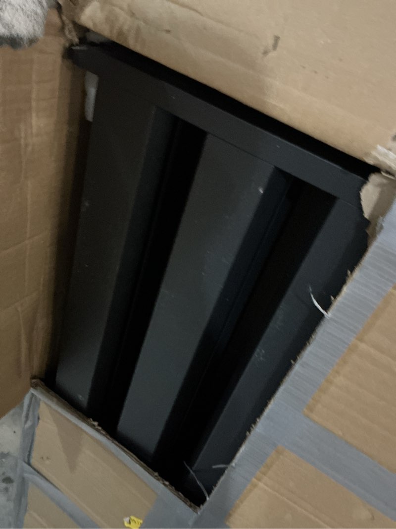 Condition photo showing As Is for 42" H x 38" W (3 Panels) Air Conditioner Fence Screen - Privacy Fence Panels for Outside Unit, Pool Equipment Enclosure, No Dig Backyard Fencing Black