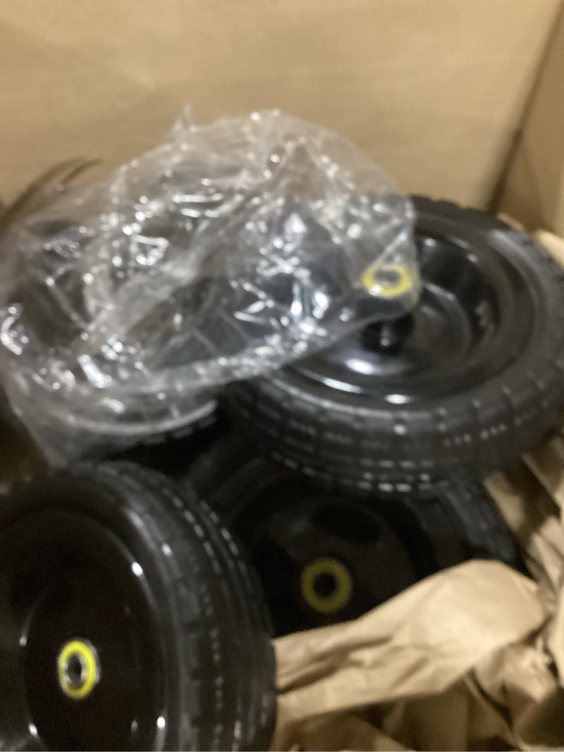 Condition photo showing Good Condition for ar-pro (2 pack) 4.10/3.50-4 tire and wheel, replacement 10-inch pneumatic tire with 5/8" bearings and 2.2" offset hub, compatible with hand truck, wheelbarrow, wagon, gorilla carts 4.10/3.50-4 pneumatic (upgraded) yellow