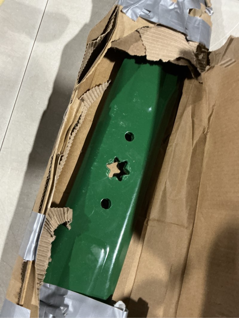 Condition photo showing As Is for 2 pack 942-04244a mower blades with 712-0417a blade nuts for xt1 lt46 ltx1045 ltx1046 xt1 46 rzt l46 lt2000 replaces cub cadet 46 inch mower blades 742-04244a 742-04290a 942-04290a high lift