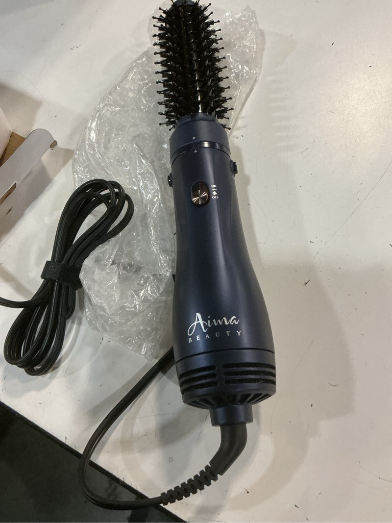 Condition photo showing Good Condition for aima beauty blow dryer brush set - 4-in-1 round brush blow dryer adds shine, smooth, curl & volume for short to medium hair, interchangeable 1” & 1.25” round barrel, ionic frizz control, prussian blue 1" & 1.25" round barrel prussian blue