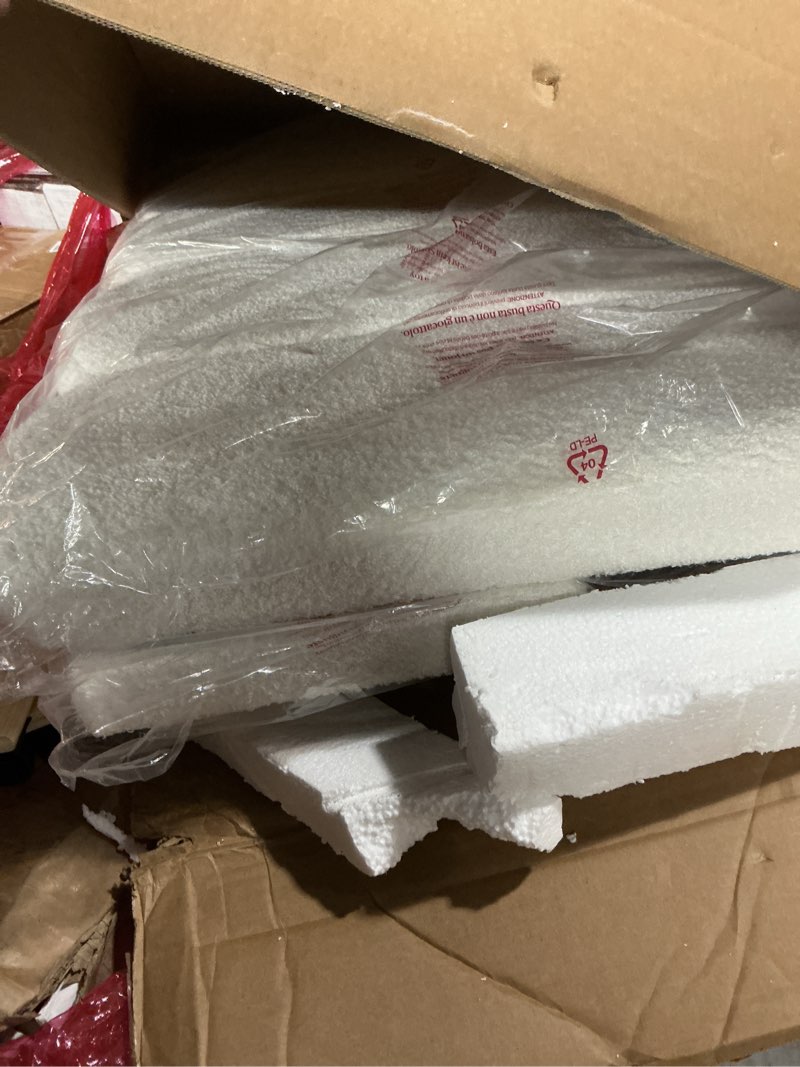 Condition photo showing As Is for GarveeHome Twin Bed Frame, Boucle Upholstered Platform Bed with Wave Headboard for Girls/Kids, Easy Assembly, Wooden Slats Support, No Box Spring Needed, Beige Beige 1 set Twin without Drawer