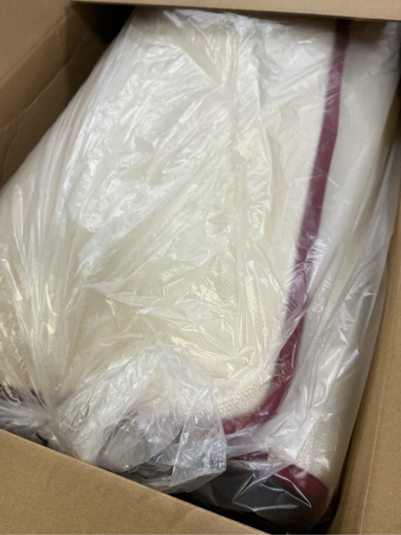 Condition photo showing Good Condition for BYSURE Burgundy Memory Foam Bath Mats, Non Slip Extra Soft Absorbent Machine WashableToilet Bathroom Rug Set 3 Piece (20"x32"+24"x44"+U Shape 20"x24") 1'8" x 3'4" (Rectangular, U-shaped) Burgundy-stripe