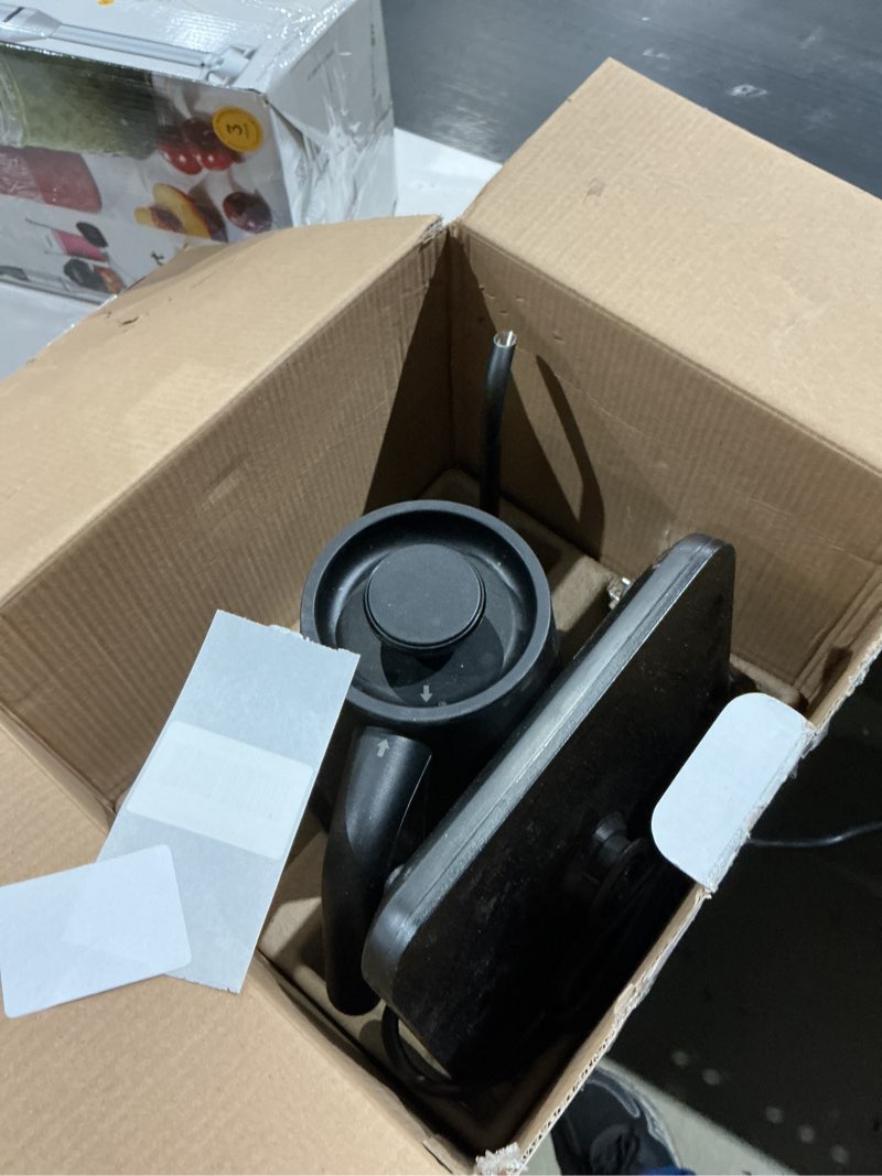 Condition photo showing As Is for cuisinart gk-1 digital goose neck kettle, precision gooseneck spout designed for precise pour control that holds 1-liter, 1200-watt allows for quick heat up, stainless steel,black black goose neck