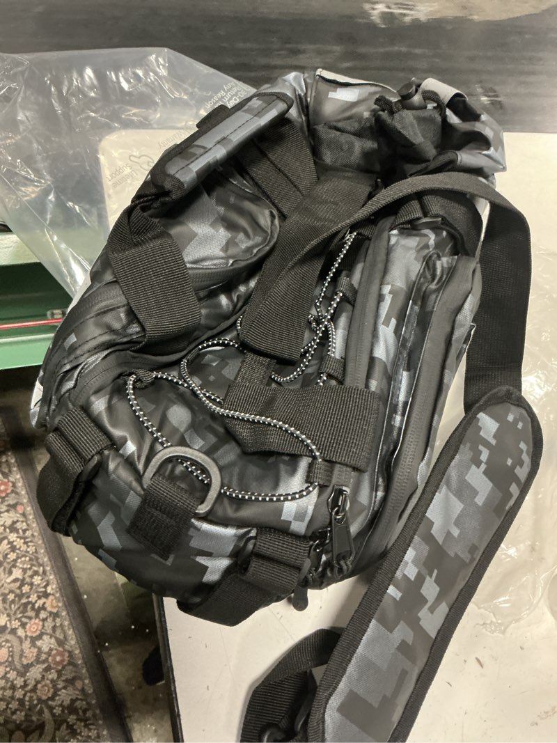 Condition photo showing As Is for graoso bike rear rack bag with cooler bag, pannier bags for bicycles, 12l | bike trunk cooler bag, with reflective strips, reinforced handle, removable shoulder strap, water-resistant, leak-proof camo black