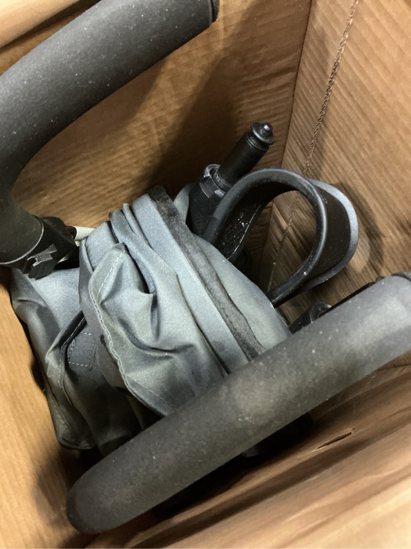 Condition photo showing As Is for safety 1st step lite compact stroller, lightweight aluminum frame and a breeze to carry, at only 15 lbs, greyhound