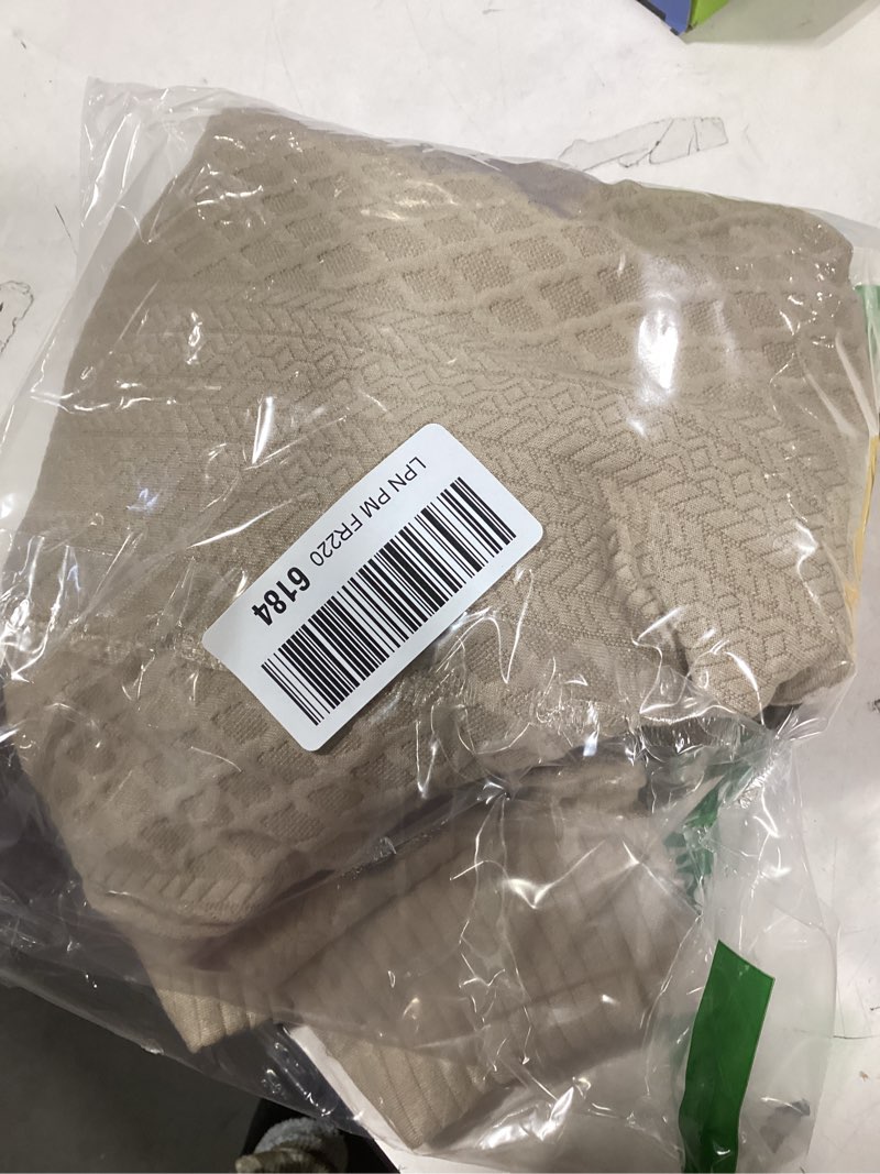 Condition photo showing Good Condition for Men's Block Striped Sweatshirt Casual Outdoor Long Sleeve Stand Collar Pullover Sweatshirt Button Quarter Sweater Khaki Large