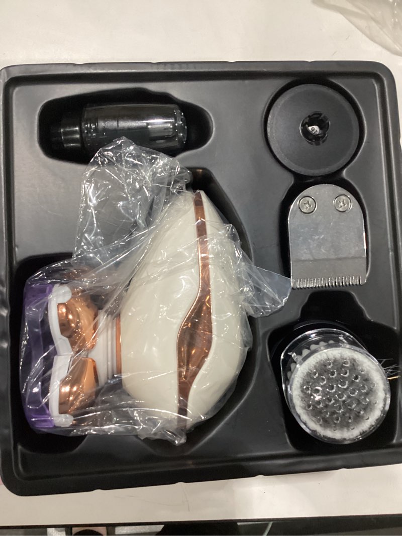 Condition photo showing Good Condition for used electric razor for women, 5-in-1 shaver kit with 5d floating head, wet dry use, cordless trimmer for legs, bikini, body, facial hair removal