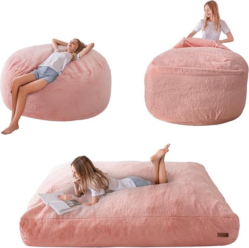 MAXYOYO Giant Bean Bag Chair Bed for Adults, Convertible Beanbag Folds from Lazy Chair to Floor Matt