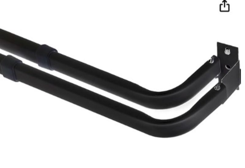 Yafa Home Fashion Durable Double Standard White Adjustable Curtain Rod Hardware Included (Black, 26\\\"