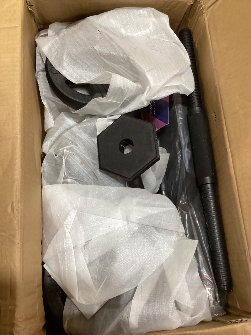 Condition photo showing Good Condition for adjustable dumbbell set,20/35/45/55/70/90lbs free weights set with upgraded nut, 5 in 1 weight set used as kettlebells, barbell, push up stand, fitness exercise for home gym suitable men/women 45lb(22.5lb pair)