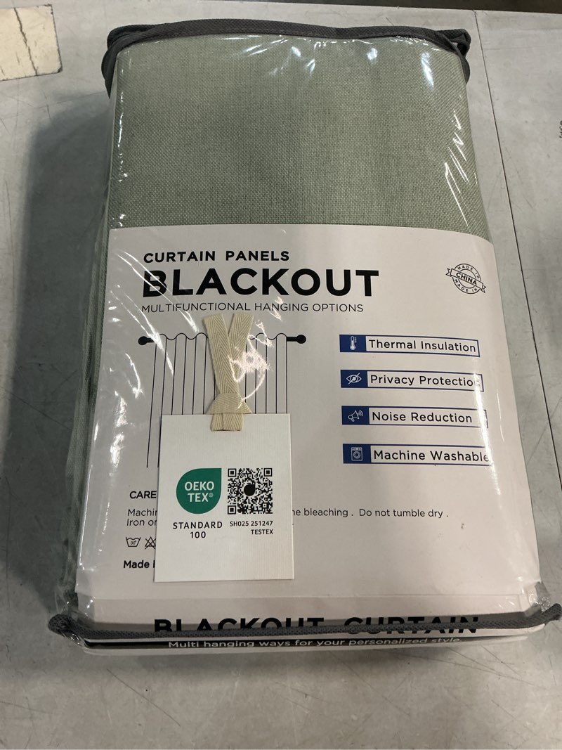 Condition photo showing New/Like New for inovaday 100% blackout curtains for bedroom, black out curtains 84 inch long, clip rings linen blackout drapes, thermal insulated room darkening for living room, 2 panels - sage,w50xl84 sage 50"w x 84"l (pack of 2)