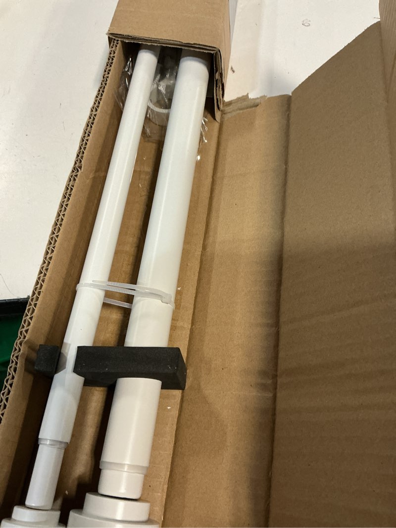 Condition photo showing Good Condition for Heavy Duty Double Curtain Rods With Cylindrical Cap Finials 36 to 72" Telescoping 1 Inch Diameter Front and 5/8 Inch Diameter Back Window Drapery Rod, Matte White Matte White 36-72"