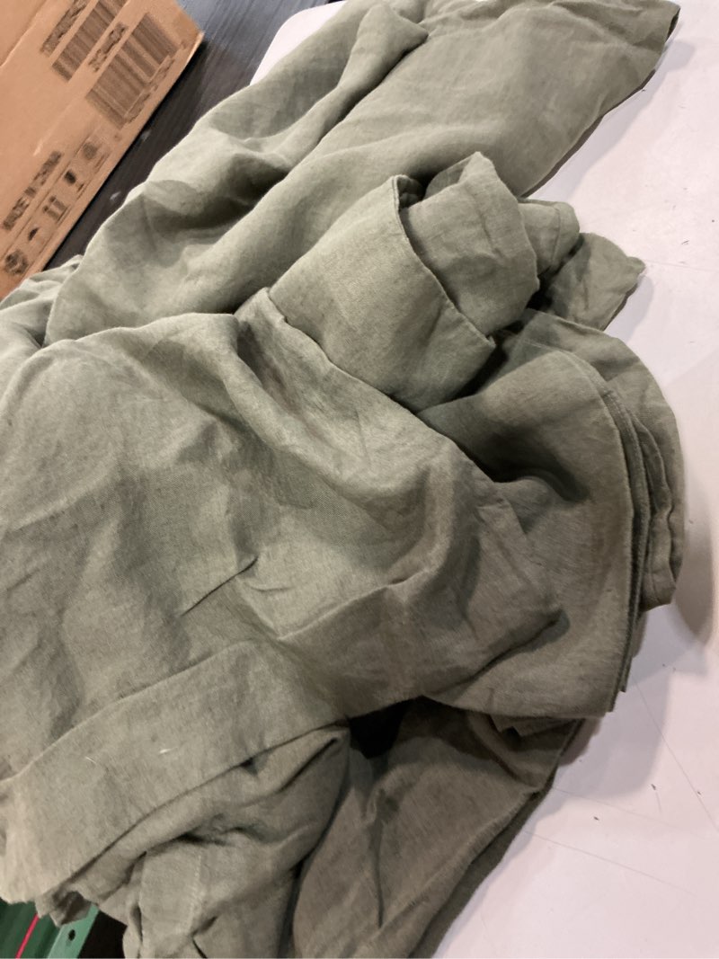 Condition photo showing As Is for vintage linen bed blanket(quince)