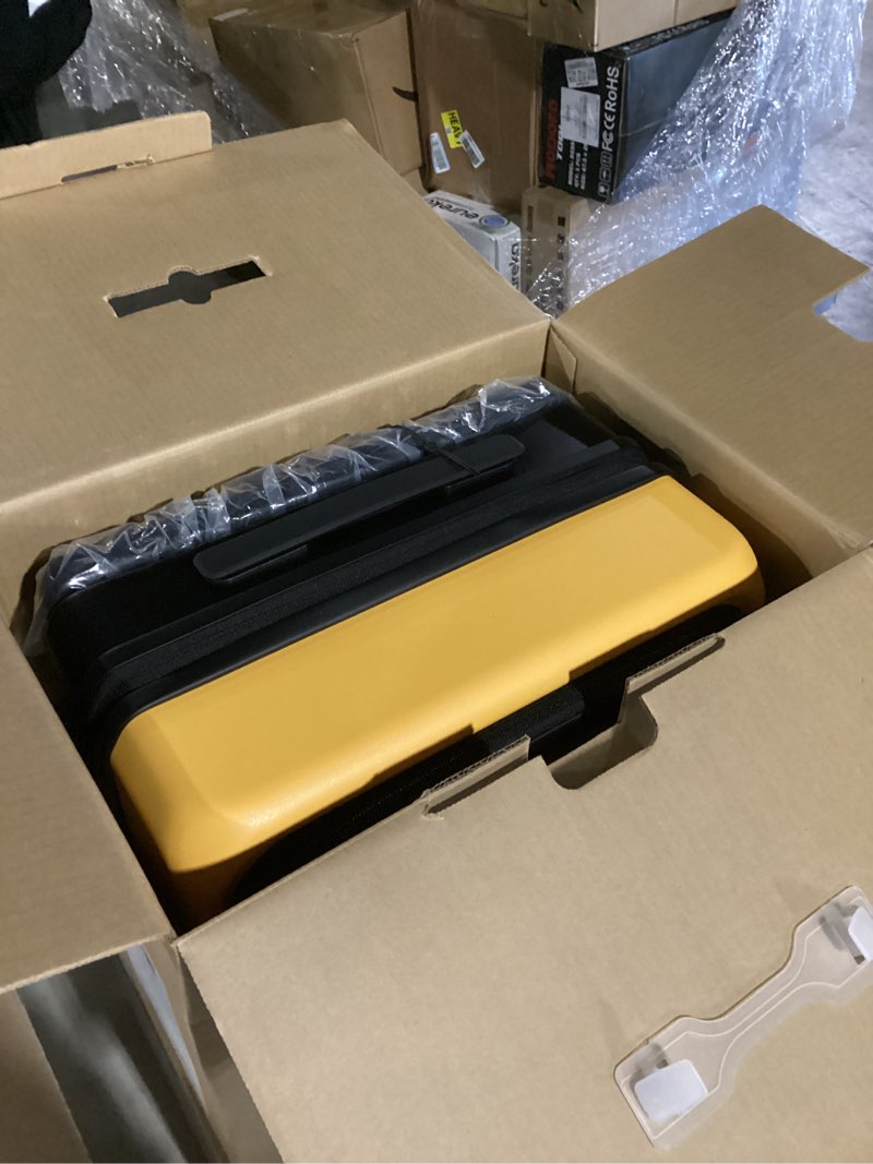 Condition photo showing Good Condition for level8 adventure checked hard shell carry on luggage airline approved, front side-lid opening design,expandable case wide trolley handle,travel bag with tsa lock, 20 inch, yellowblack yellowblack 20inch