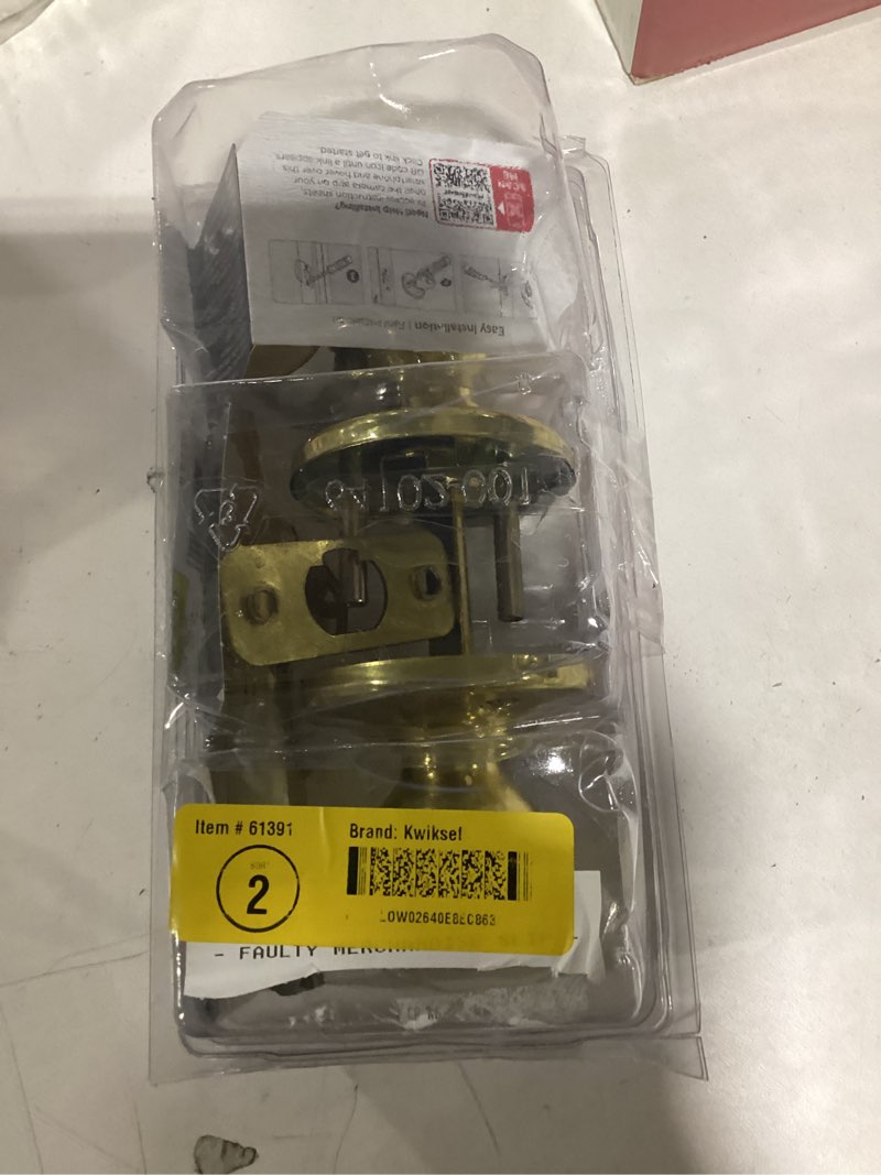 Condition photo showing New/Like New for Kwikset Tylo Polished Brass Exterior Keyed Entry Door Knob