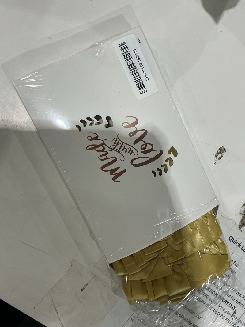 Condition photo showing Good Condition for aimudi gold satin ribbon twist tie bows 3.5" pre-tie wreath bows premade gold gift bows for treat bags cake pop crafts wedding favors goodie bags christmas tree baby shower - 50 counts gold 3.5"