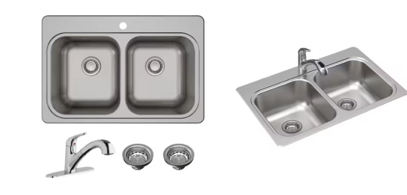 elkay freeport drop-in 33-in x 22-in stainless steel double equal bowl 20 -gauge kitchen sink all-in