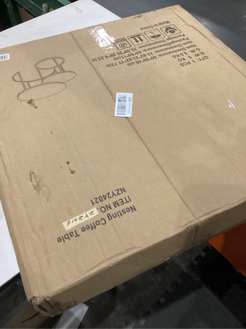 Condition photo showing New/Like New for aboxoo Coffee Table Nesting Side Round Set of 2 End Table Top Sturdy Metal Frame Desk Centerpiece Living Room Bedroom Apartment Modern Industrial Simple Nightstand