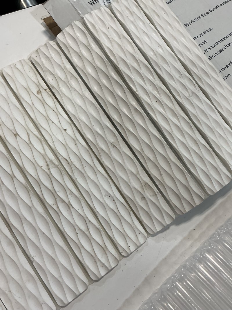 Condition photo showing As Is for white non-slip textured stone bath mat for bathroom, quick absorbent | mosthink foldable textured quick dry diatomaceous earth mat for bath kitchen counter, easy to clean( 23.6'' x 15.3'') white 23.6" x 15.3" (square)