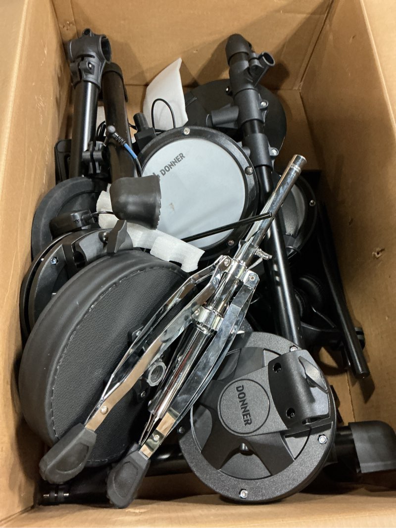 Condition photo showing Good Condition for Donner DED-80 Electronic Drum Set with 4 Quiet Mesh Pads, 180+ Sounds, 2 Pedals, Throne, Headphones, Sticks, and Melodics Lessons Black