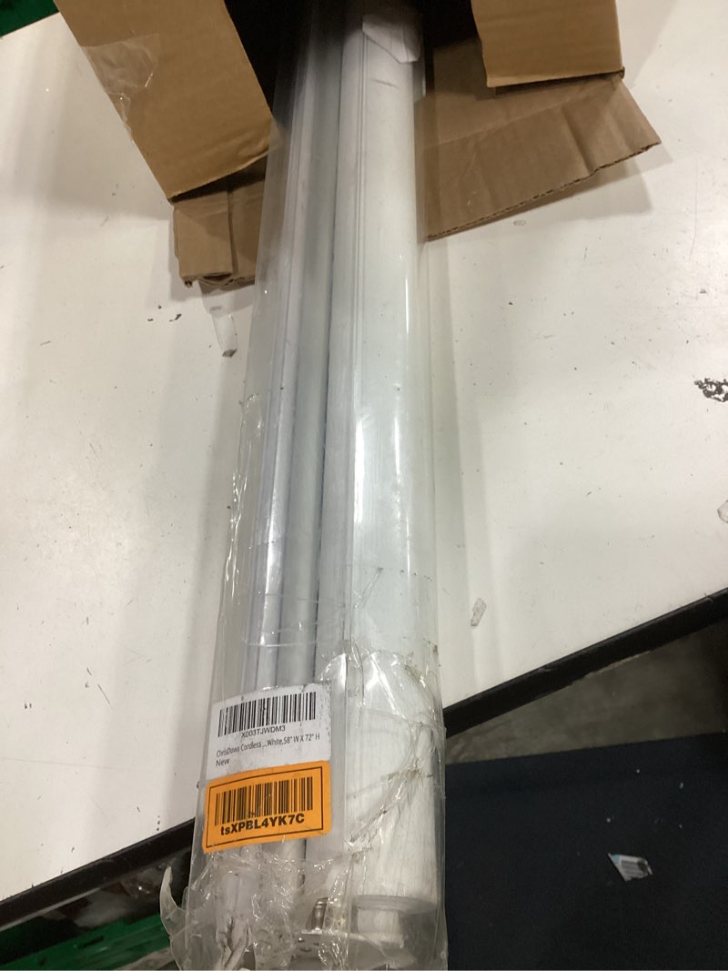 Condition photo showing Good Condition for chrisdowa cordless free-stop100% blackout blinds for windows, roller windows shades with thermal insulated, uv protection fabric for living room, office and home.white,58" w x 72" h 58"w x 72"h white