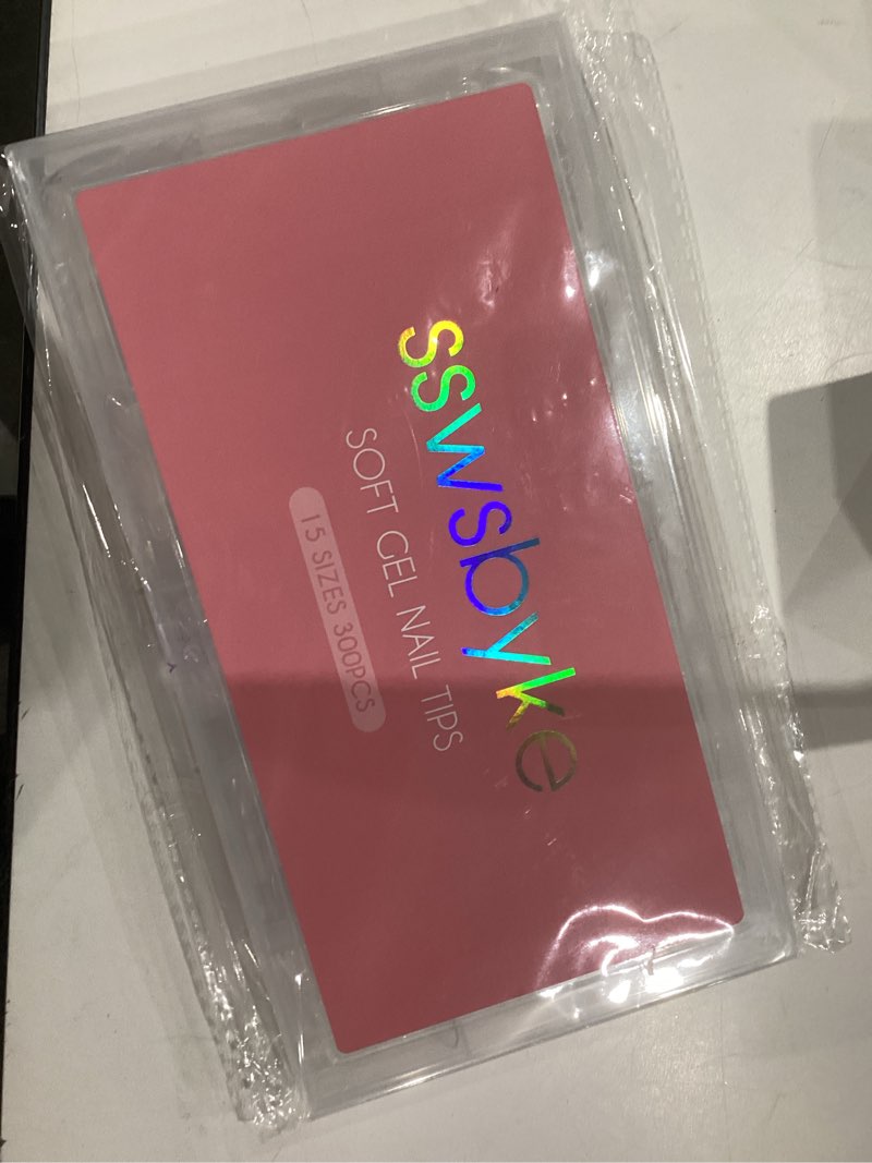 Condition photo showing New/Like New for Short Almond Nail Tips, SSWSBYKE 300pcs 15 Sizes Gel Acrylic Nail Tips for Full Cover Pre-Shaped Fake Nails Tips Half Matte Press On Nails for Extension Home DIY Salon