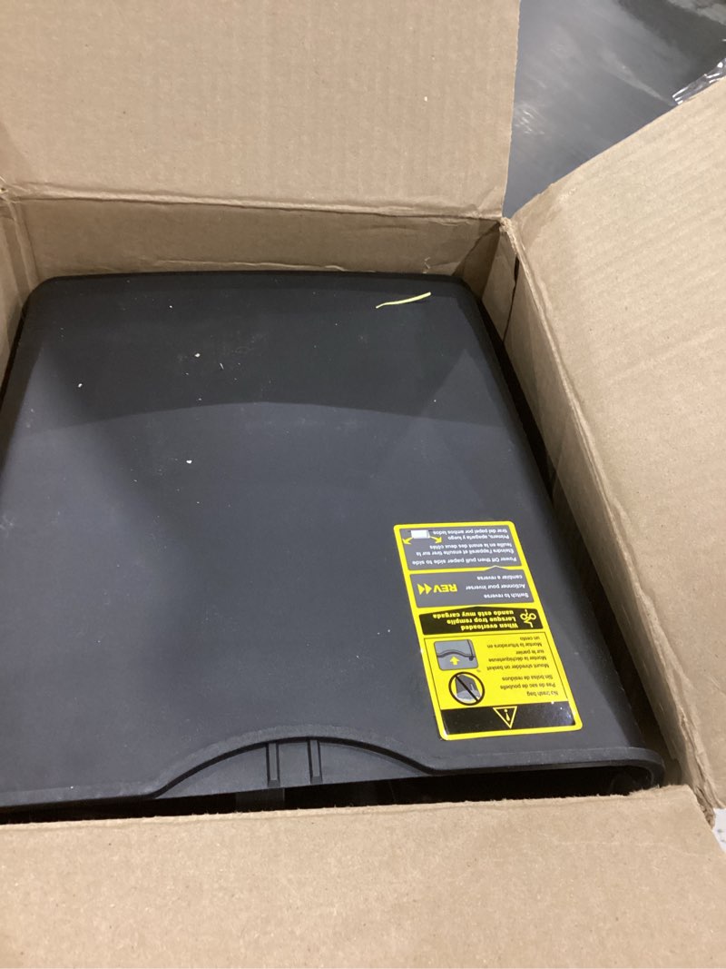 Condition photo showing As Is for Amazon Basics 6-Sheet Cross-Cut Paper and Credit Card Shredder with 3.8 Gallon Bin, Shreds Staples, Black