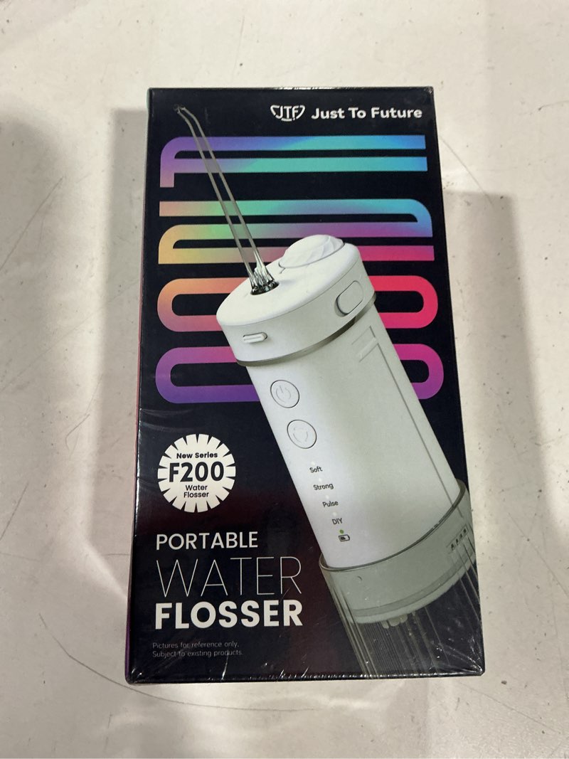 Condition photo showing New/Like New for jtf portable water flosser for travel: compact mini design, 3 modes & 8 diy pressure levels for sensitive teeth & braces - with 5 nozzles & removable 230ml tank, cordless oral irrigator for on-the-go pink