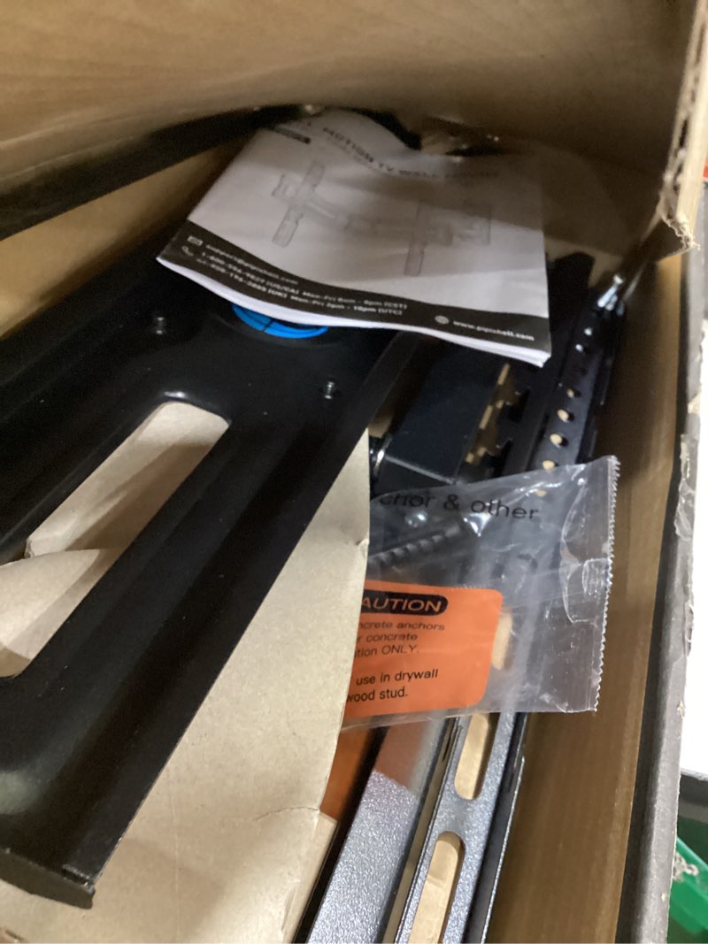 Condition photo showing As Is for pipishell full motion tv wall mount for most 26-65 inch flat & curved tvs up to 77 lbs, adjustable bracket height, corner tv mount with single articulating arm, max vesa 400x400mm, pimf9 fits 26-65" tvs / single stud