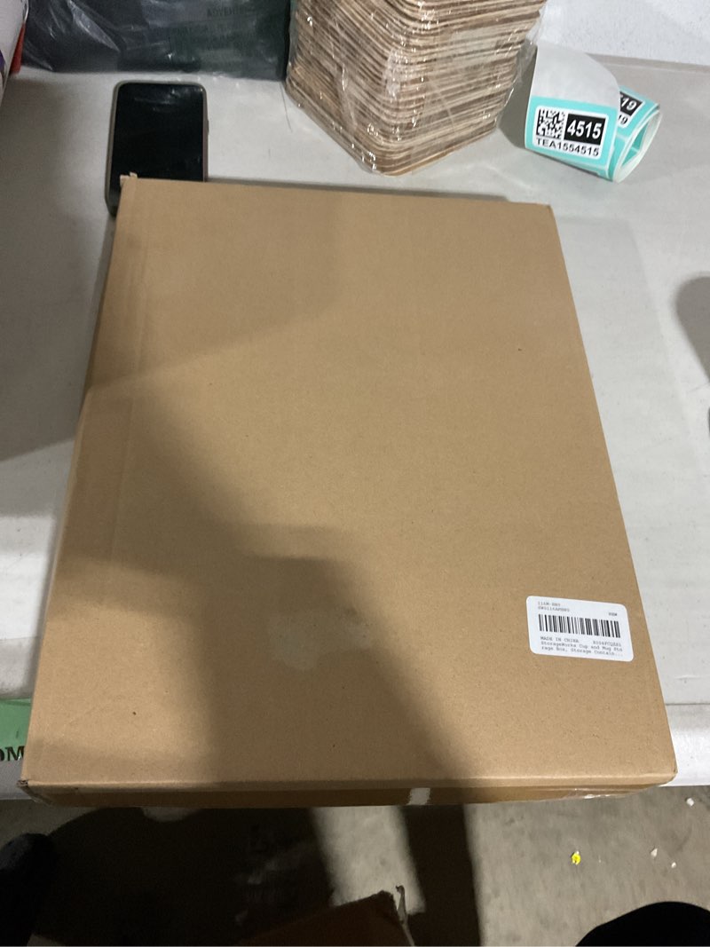 Condition photo showing New/Like New for storageworks china storage container, stackable mug storage box with dividers, stemware storage cases, hard shell china cup organizer, holds 12 tea cups and coffee mug, 1 pack, beige beige 1-pack cup and mug storage box
