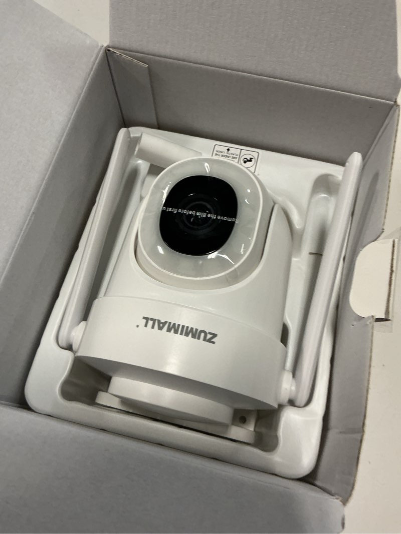 Condition photo showing Good Condition for zumimall 5mp security camera outdoor - 2.4g/5g wifi, wired camera 24/7 recording | ai motion & noise detection, 360° auto tracking, color night vision | ip66 weatherproof, alexa compatible white 5mp