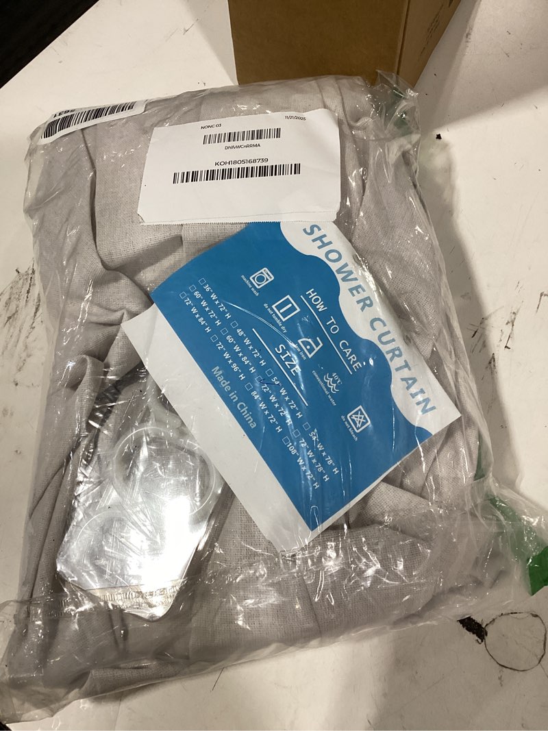 Condition photo showing Good Condition for similar product Dynamene Ivory Fabric Shower Curtain - Waffle Textured Heavy Duty Cloth Curtains for Bathroom, 256GSM Hotel Luxury Weighted Polyester Bath Curtain Set with 12 Plastic Hook, 72Wx72H,Cream/Ivory Ivory 72\"W x 72\"L (Pack of 1)