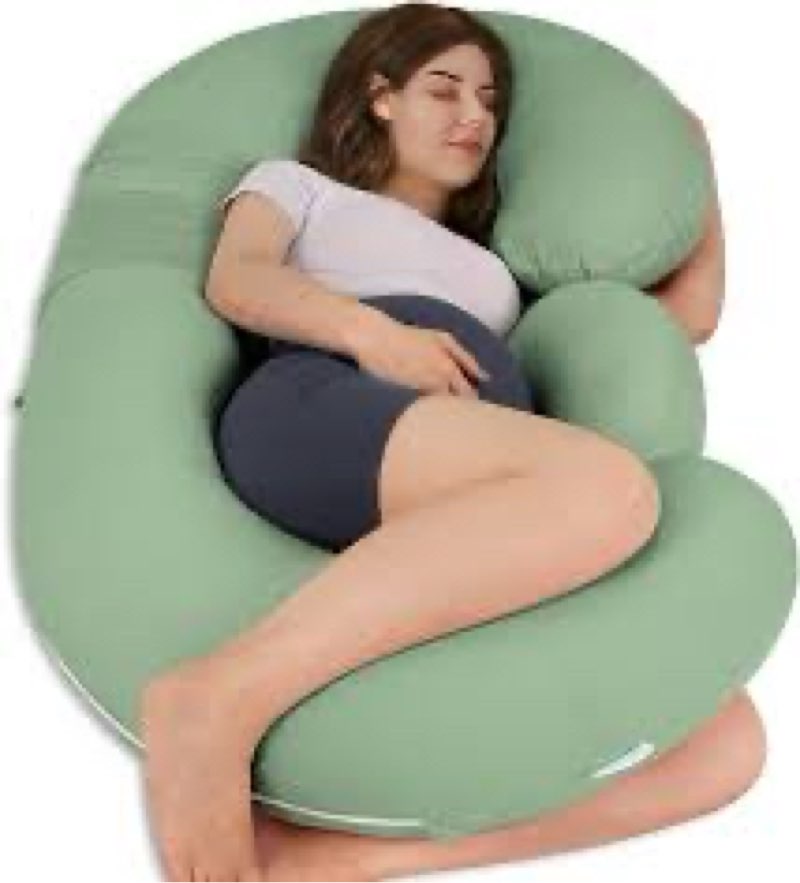 QUEEN ROSE Cooling Pregnancy Pillows - E Shaped Pregnancy Pillows for Sleeping, Detachable Body Pill