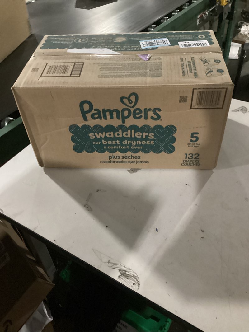 Condition photo showing New/Like New for Pampers Swaddlers Diapers, Size 5 (20-37 lbs), 132 Count, Absorbent, Keeps Baby Dry and Comfortable, Skin Safe Disposable Baby Diaper (Packaging May Vary) Size 5 132