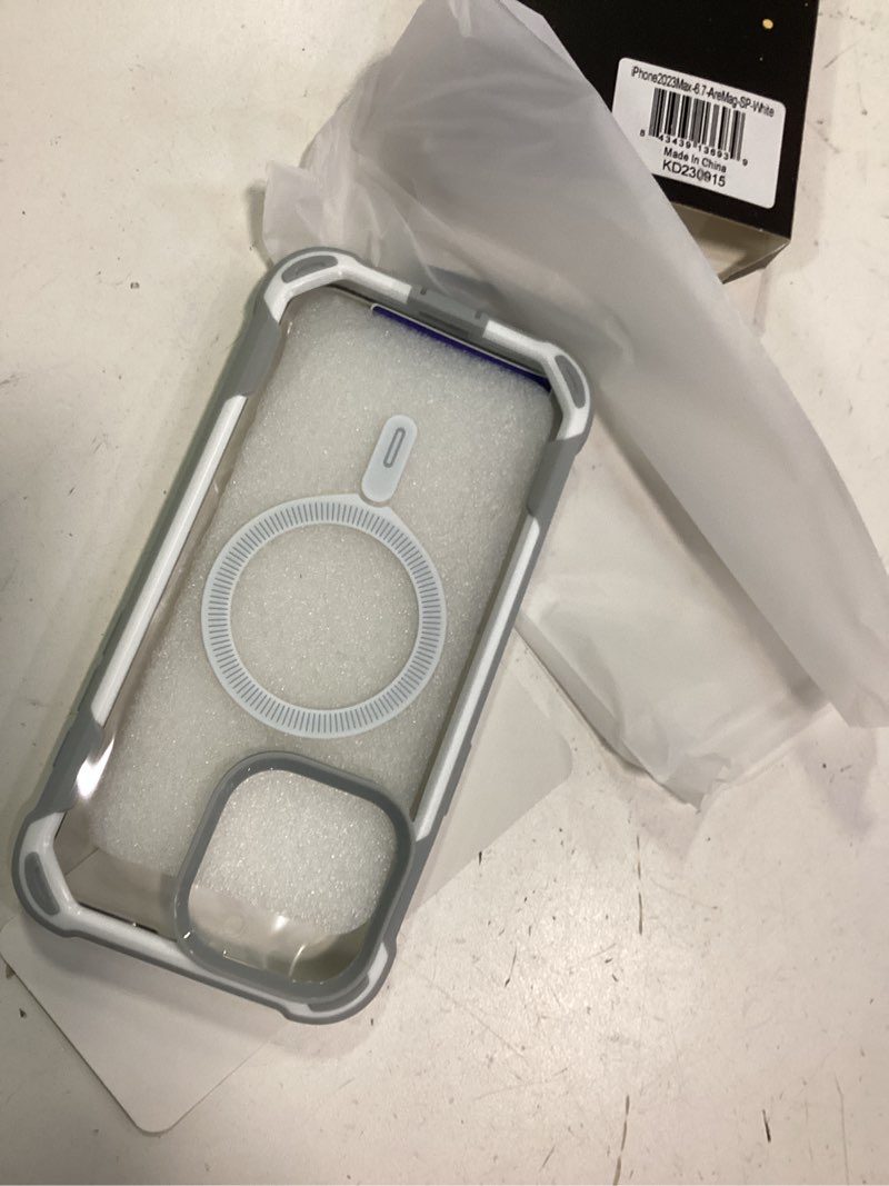 Condition photo showing Good Condition for i-Blason Case for iPhone 15 Pro Max Compatible with MagSafe Bumper Case, Transparent Mobile Phone Case, Robust Protective Cover [Ares] with Screen Protector, Mobile Phone Case for iPhone 15 Pro Max White