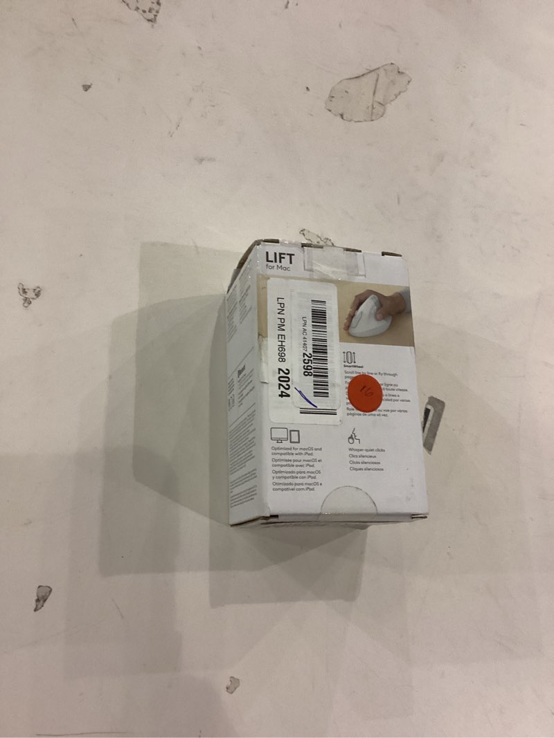 Condition photo showing As Is for Logitech Lift for Mac Wireless Vertical Ergonomic Mouse, Bluetooth, Quiet Clicks, Silent Smartwheel, 4 Customizable Buttons, for macOS/iPadOS/MacBook Pro/Macbook Air/iMac/iPad - Off White