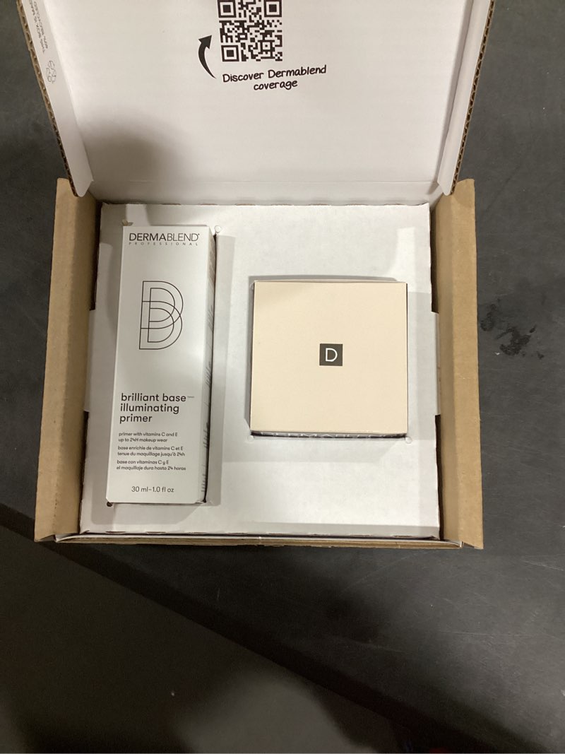 Condition photo showing Good Condition for Dermablend Brilliant Base Illuminating Primer Face Makeup - Formulated with Niacinamide, Shea Butter, and Glycerin, Enriched with Vitamin C and E Derivatives, Provides Long Lasting Radiance, 1 Fl Oz Set with Banana Powder