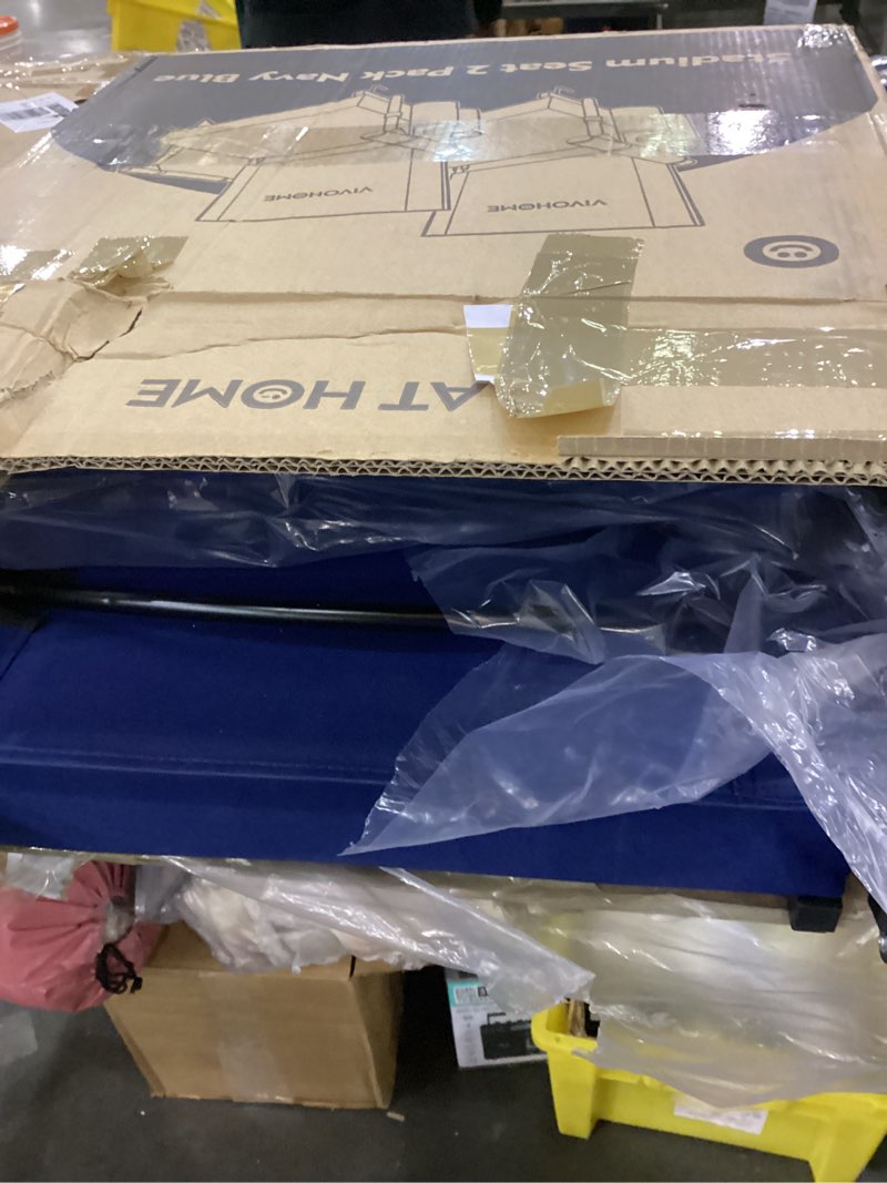 VIVOHOME Height Adjustable High Back Stadium Seats with Back Support and Cushion, 2 Pack Portable Bleacher Chairs with Cup Holder and Shoulder Strap, Blue