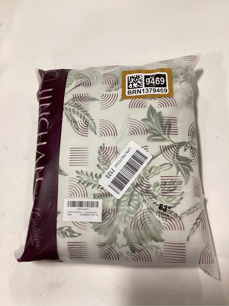 Condition photo showing New/Like New for jinchan 100% Blackout Floral Curtains for Bedroom, 63 Inches Long Printed Flower Black Out Curtains, French Country Back Tab Sage Green Window Treatment Farmhouse Drapes Set 2 Panels Green 52"W x 63"L (Pack of 2) *Jacobean Green on Off White