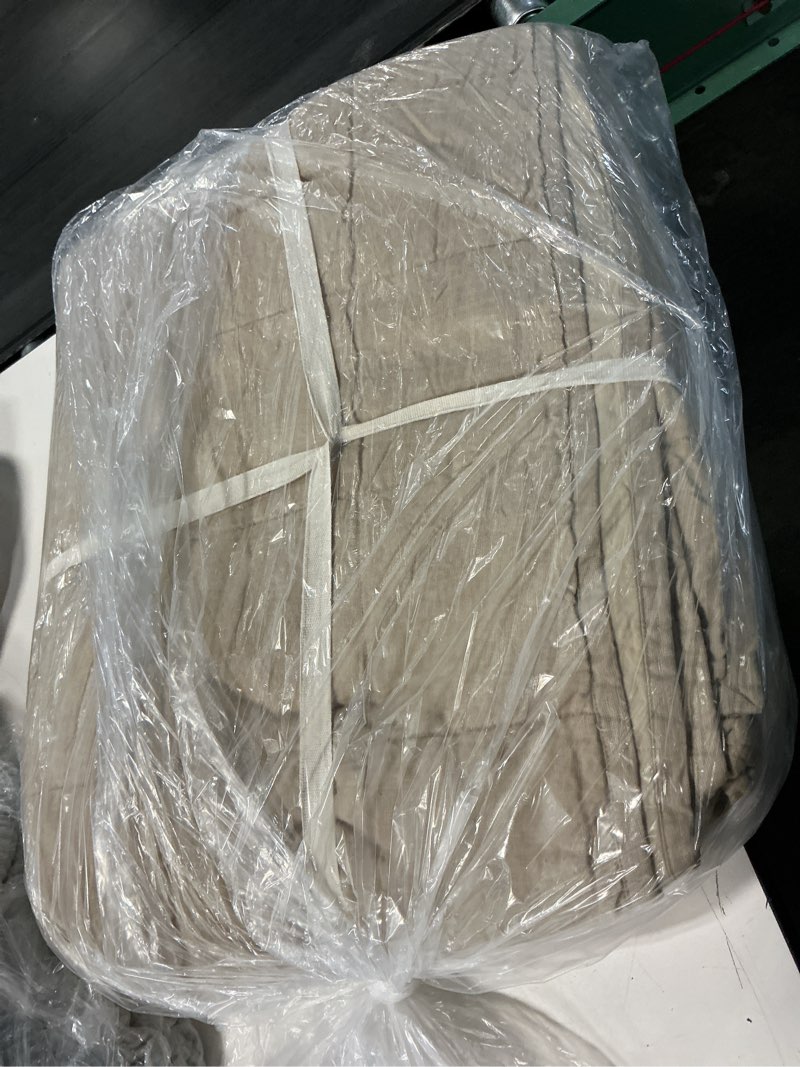 Condition photo showing Good Condition for lightweight european linen box quilt, king/cal king, toffee