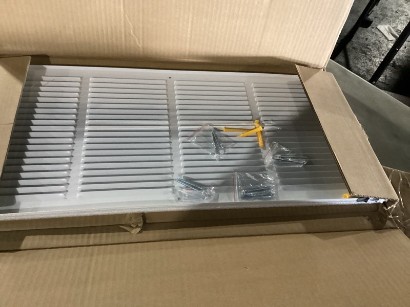 Condition photo showing New/Like New for Fancat 24"W x 10"H Return Air Grille [Duct Opening Size], Steel HVAC Return Air Vent Cover for Wall & Ceiling, White Powder-Coated Rust-Resistant AC Cold Air Return, Outer Dimensions 25.75"W x 11.75"H 24''Wx10''H [Duct Opening]