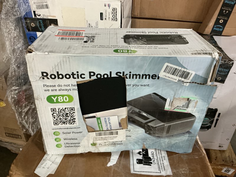 Condition photo showing As Is for yinole y80 solar powered robotic pool skimmer with dual charging options, spot cleaning & self-parki
