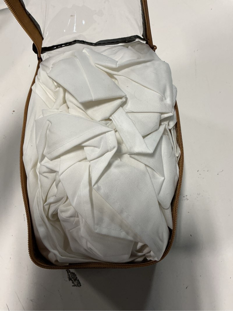 Condition photo showing As Is for bed maker’s never lift your mattress bed skirt, designed for box spring beds, split corners, 14 inch drop length, queen, white white queen