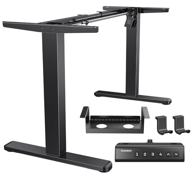 huanuo standing desk frame with 220lbs powerful brushless motor, thick t-shaped adjustable desk legs made of automotive-grade steel, for max 75? x 35?